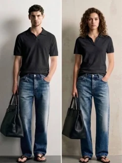 Zara unisex black polo shirt